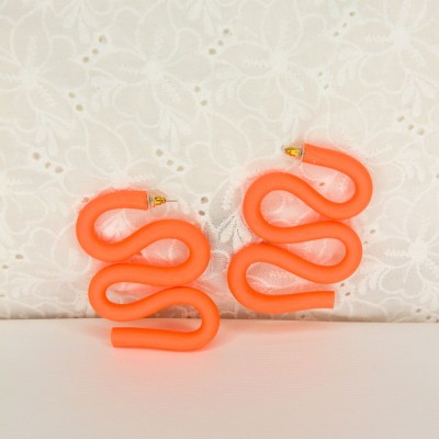 Neon Orange Squiggles